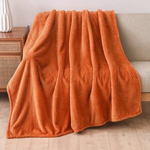 newcosplay super soft throw blanket premium silky flannel fleece leaves pattern lightweight blanket all season use (orange, throw(50″x60″))