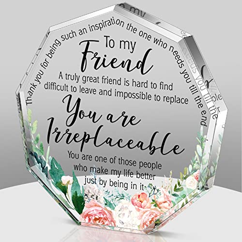 Friends Gifts for Women Friendship Bestie Gifts for Female Best Sunflower Flower Gift Sister Gift Birthday Thank You Gift for Women Acrylic Friendship (Simple Nonagon Style)