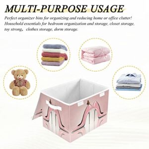 Kigai High Heel Shoes Storage Basket with Lid Collapsible Storage Bin Fabric Box Closet Organizer for Home Bedroom Office 1 Pack