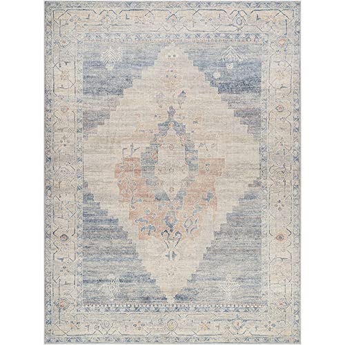 SURYA Becki Owens x Luca Medallion Area Rug, 5'3" x 7', Pewter