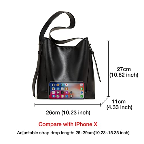 FOXLOVER Hobo Shoulder Bags for Women Leather Bucket Bags Handbag Purse and Large Capacity Clutch Wallet For Women RFID Blocking Waxed Leather Multi Card Holder