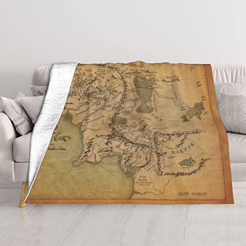 Blanket Middle Vintage Map Flannel Throw Blankets Super Soft Warm Lightweight Fuzzy Blanket for Couch Bed Travel All Season 80"x60"