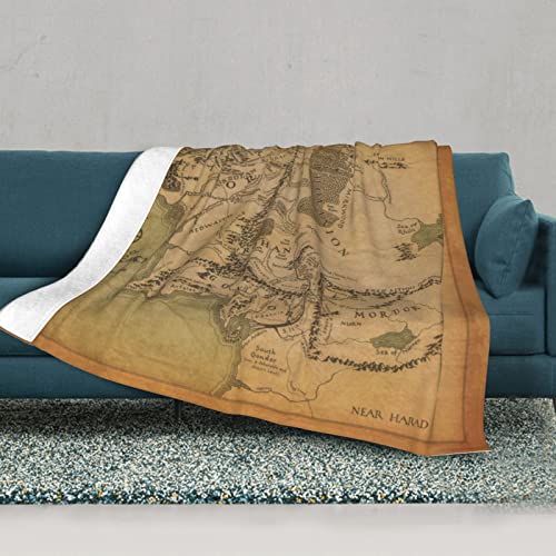 Blanket Middle Vintage Map Flannel Throw Blankets Super Soft Warm Lightweight Fuzzy Blanket for Couch Bed Travel All Season 80"x60"