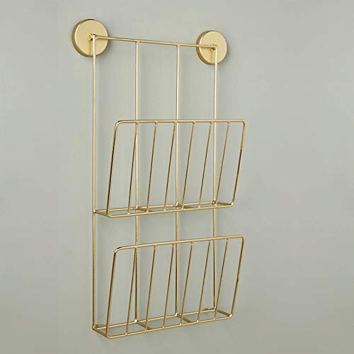 EYHLKM Simple Thread Feeling Nordic Wrought Iron Living Room Wall Storage Rack Easy Storage Wall Bookshelf Books and Newspapers Magazin