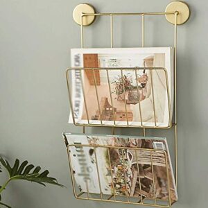 EYHLKM Simple Thread Feeling Nordic Wrought Iron Living Room Wall Storage Rack Easy Storage Wall Bookshelf Books and Newspapers Magazin