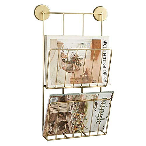 EYHLKM Simple Thread Feeling Nordic Wrought Iron Living Room Wall Storage Rack Easy Storage Wall Bookshelf Books and Newspapers Magazin