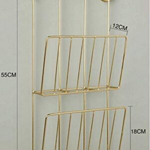 EYHLKM Simple Thread Feeling Nordic Wrought Iron Living Room Wall Storage Rack Easy Storage Wall Bookshelf Books and Newspapers Magazin