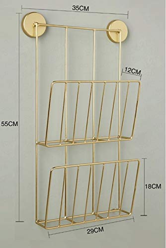 EYHLKM Simple Thread Feeling Nordic Wrought Iron Living Room Wall Storage Rack Easy Storage Wall Bookshelf Books and Newspapers Magazin