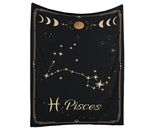 wvihgku pisces constellation blanket astrology sign throw blanket, lightweight microfiber blanket birthday graduation to mom gifts for women men 50×40 in