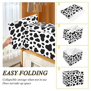 Kigai Cow Print White & Black Spot Storage Basket with Lid Collapsible Storage Bin Fabric Box Closet Organizer for Home Bedroom Office 1 Pack