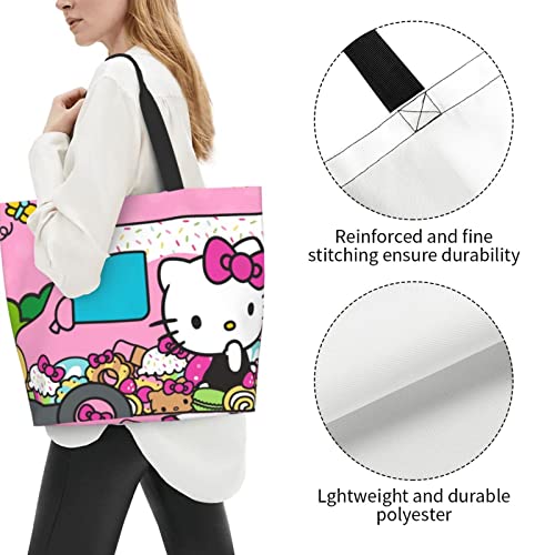 NDZHZEO Anime Tote Bag for Women and Girls Cute Shopping Bag Kawaii Shoulder Bag Fashion Handbags Gym Bag Purses