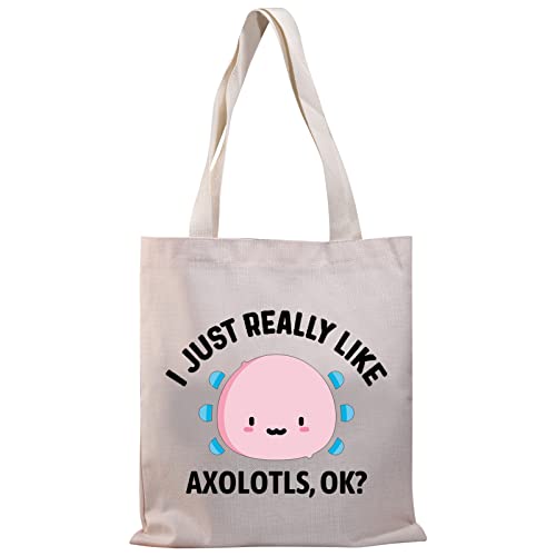 BDPWSS Axolotl Tote Bag Funny Axolotl Lover Gift I Just Really Like Axolotls Ok Canvas Shoulder Bag For Axolotl Owner Gift (Really like axolotls TG)