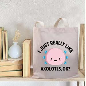 BDPWSS Axolotl Tote Bag Funny Axolotl Lover Gift I Just Really Like Axolotls Ok Canvas Shoulder Bag For Axolotl Owner Gift (Really like axolotls TG)