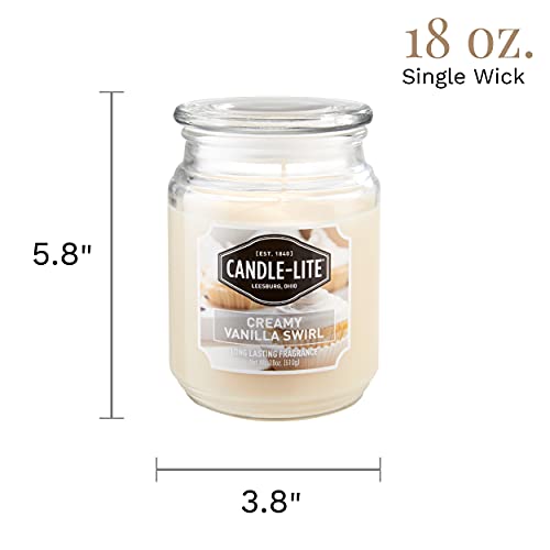 Candle-lite Scented Candles, Creamy Vanilla Swirl Fragrance, 18 oz. 2-Pack, Single-Wick Candle with 110 Hours of Burn Time, Off-White Color