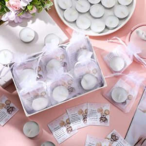 Colarr 50 Set Bear Themed Baby Shower Favors Baby Shower Tea Light Gifts for Guest, Include 50 Tea Light Candles for Guests 50 Thank You Tags and 50 Return Gift Bags for Gender Reveal Party Favors