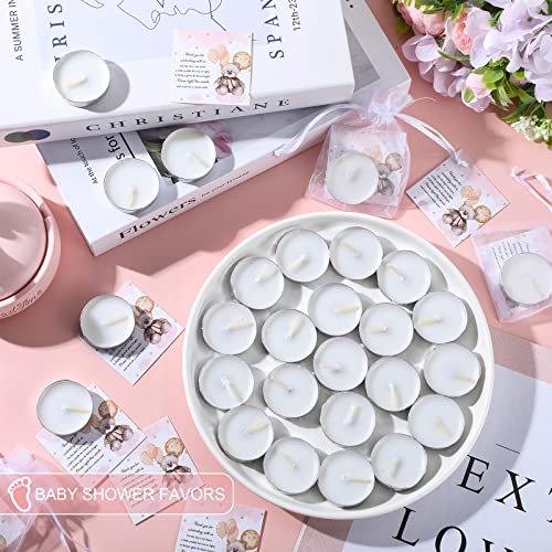 Colarr 50 Set Bear Themed Baby Shower Favors Baby Shower Tea Light Gifts for Guest, Include 50 Tea Light Candles for Guests 50 Thank You Tags and 50 Return Gift Bags for Gender Reveal Party Favors
