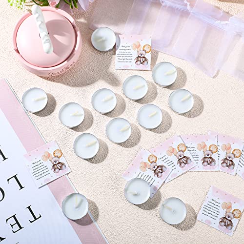 Colarr 50 Set Bear Themed Baby Shower Favors Baby Shower Tea Light Gifts for Guest, Include 50 Tea Light Candles for Guests 50 Thank You Tags and 50 Return Gift Bags for Gender Reveal Party Favors
