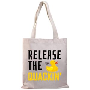 bdpwss rubber duck tote bag duck lover gift release the quacking yellow ducks handbag for duck owner duck mom gift (release quacking tg)