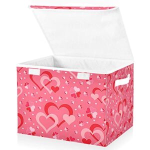 romantic hearts large storage bins with lid collapsible storage bin storage basket foldable fabric storage boxes for home office