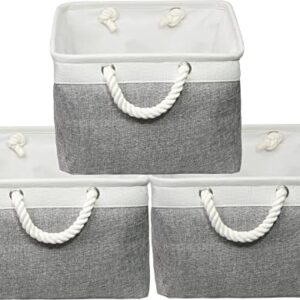 Simple Houseware 3 Pack Grey Fabric Storage Bin with Braided Handles