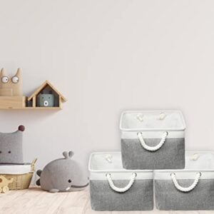 Simple Houseware 3 Pack Grey Fabric Storage Bin with Braided Handles