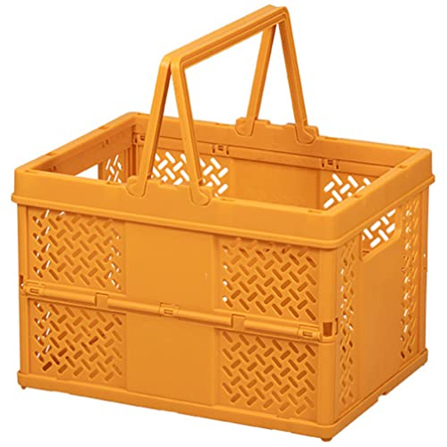 Yardwe Multi-Functional Storage Basket Home Use Sundries Clothes Storage Box Portable Plastic Basket (Orange)