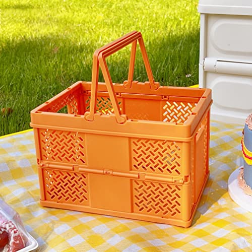 Yardwe Multi-Functional Storage Basket Home Use Sundries Clothes Storage Box Portable Plastic Basket (Orange)