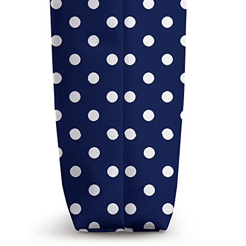 Navy Blue and White Polka Dot Pattern Tote Bag