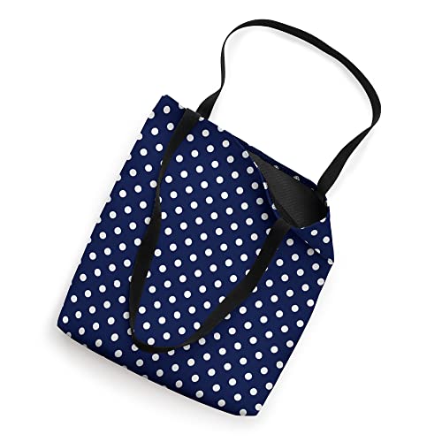 Navy Blue and White Polka Dot Pattern Tote Bag