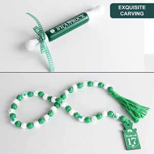 𝗦𝗧 𝗣𝗮𝘁𝗿𝗶𝗰𝗸𝘀 𝐃𝐚𝐲 Decorations, St.Patrick's Day Tiered Tray Decor, St Patricks Day Accessories Bundle Decor with Lucky Shamrock, Gnomes, Bead Garland, Leprechaun's Hat (Tray Not Included)