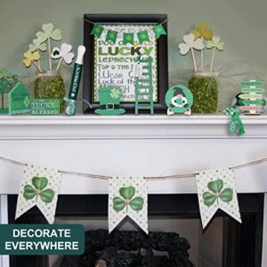 𝗦𝗧 𝗣𝗮𝘁𝗿𝗶𝗰𝗸𝘀 𝐃𝐚𝐲 Decorations, St.Patrick's Day Tiered Tray Decor, St Patricks Day Accessories Bundle Decor with Lucky Shamrock, Gnomes, Bead Garland, Leprechaun's Hat (Tray Not Included)