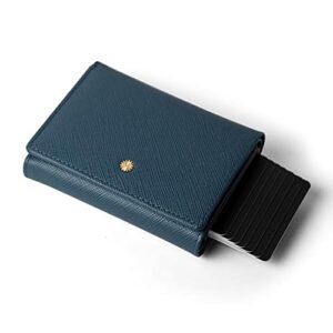 Revelot Unisex Wallet for Men & Women/Smart Card Holder/Trifold / W5 (Blue Saffiano)