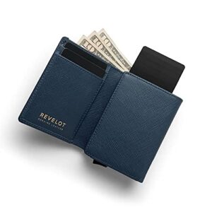 Revelot Unisex Wallet for Men & Women/Smart Card Holder/Trifold / W5 (Blue Saffiano)