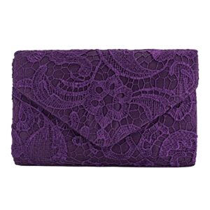 Top Women's Evening Handbags Purple Lace Evening Clutch Purses for Women Shoulder Bags for Wedding Prom Party (Lace-purple)