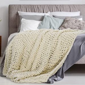 Catalonia Chunky Knit Blanket, Super Soft Plush Crochet Chenille Blanket, Knitted Yarn Blanket for Couch Bed Home Decor, Comfort Caring Gift, 50x60 inches