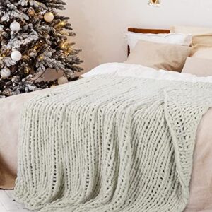 Catalonia Chunky Knit Blanket, Super Soft Plush Crochet Chenille Blanket, Knitted Yarn Blanket for Couch Bed Home Decor, Comfort Caring Gift, 50x60 inches