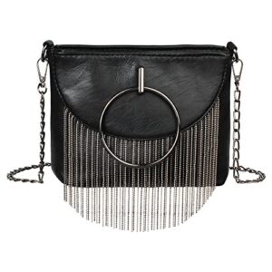 hoce women pu leather punk shoulder bag rivet tassel purse vintage hobo fringe crossbody bag handbag, pattern b