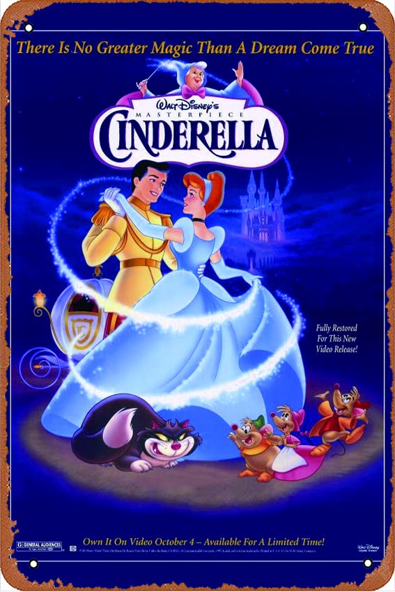 Cinderella Movie (1995) Poster Vintage Metal Tin Sign Retro Style Wall Plaque Decoration Metal Sign 8x12 inch