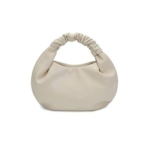 coraid mini hobo tote bags for women soft leather clutch purses for women cloud-shaped top handle bags beige