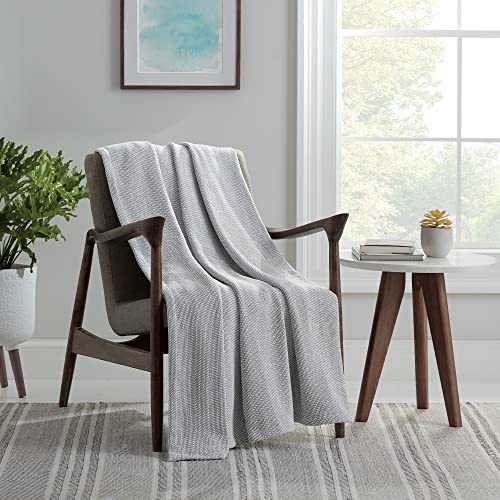 Aston & Arden Chenille Throw Blanket - 100% Ringspun Cotton All Season, Luxury Hotel Quality, Soft on Skin, Breathable, Heavyweight 400 GSM for Bed, Sofa, and Chair, King, Fog Grey