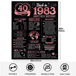 40th Birthday Decorations for Women Men,Happy 40th Birthday Gifts for Men Women,40th Birthday Gift Ideas,Great Birthday Gifts for 40 Year Old Husband Wife Dad Mom,Back in 1983 Throw Blanket Rose Gold