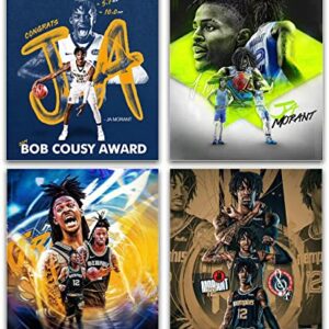 Ja Morant Art Posters, Inspirational Basketball Wall Art, Fun Ja Morant Wall Art for Man Cave Boys Room Decor, Memphis Grizzlies, Motivational Sports Canvas Art Prints, Set of 4 (8"x10" Unframed)