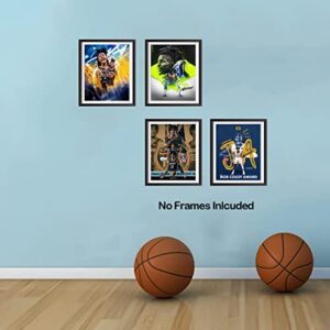 Ja Morant Art Posters, Inspirational Basketball Wall Art, Fun Ja Morant Wall Art for Man Cave Boys Room Decor, Memphis Grizzlies, Motivational Sports Canvas Art Prints, Set of 4 (8"x10" Unframed)