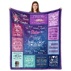 sister gifts blanket 60″x50″, sisters gifts from sister, sister birthday gifts for sister from sisters, sister gifts for women, sister gifts ideas for anniversary mothers day, to my sister blankets