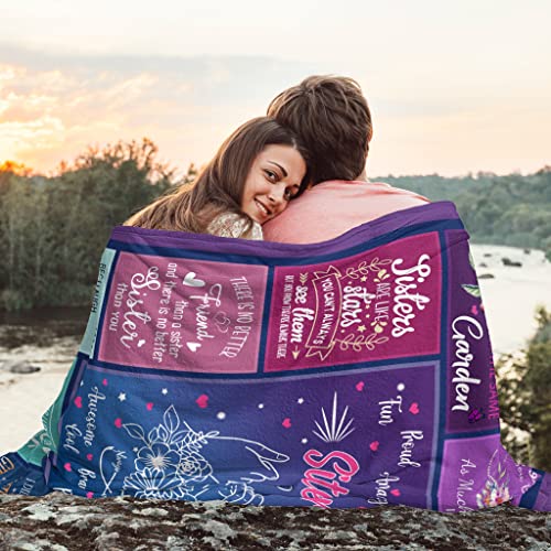 Sister Gifts Blanket 60"x50", Sisters Gifts from Sister, Sister Birthday Gifts for Sister from Sisters, Sister Gifts for Women, Sister Gifts Ideas for Anniversary Mothers Day, to My Sister Blankets