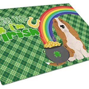 Caroline's Treasures WDK4744LCB Red and White Tricolor Basset Hound St. Patrick's Day Glass Cutting Board Large, 12H x 16W, multicolor