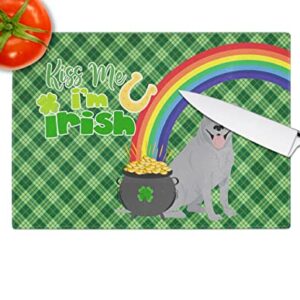 Caroline's Treasures WDK4736LCB Blue Pit Bull Terrier St. Patrick's Day Glass Cutting Board Large, 12H x 16W, multicolor