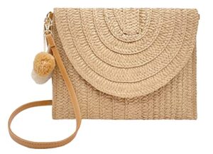 straw bags handmade crossbody clutch detachable shoulder strap summer beach handbags