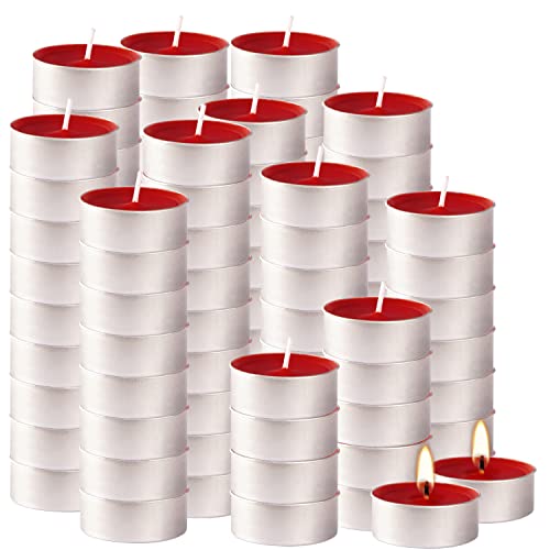 100 Packs Red Tealight Candles,Romantic Love Unscented Tea Lights Candles,Dripless & Long Lasting Smokeless Mini Tealight Candles for Mood,Romantic Decor,Pool,Dinners,Home,Wedding,Crafts(Red)