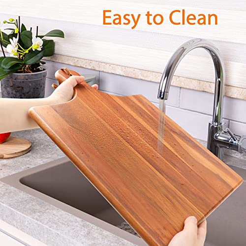 HOMEXCEL Acacia Wood Cutting Board for Kitchen,Cutting Board with Handle,Chopping Board 17"X11"for Meat, Cheese, Bread, Vegetables,Fruits and More